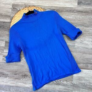 Vintage Y2K polo Ralph‎ Lauren blue mock neck sweater short sleeve
